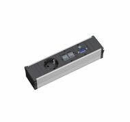 CONIрозетблок1AC+2Cat5+VGA+St СЕРО-ЧЕРНЫЙ