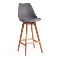 Стул барный TULIP BAR (mod.C1014H) пластик/дерево, 57х48х104см, серый 024 /натуральный