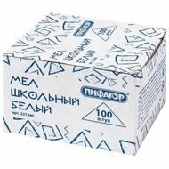 Мел белый ПИФАГОР, набор 100 шт., квадратный, 227440